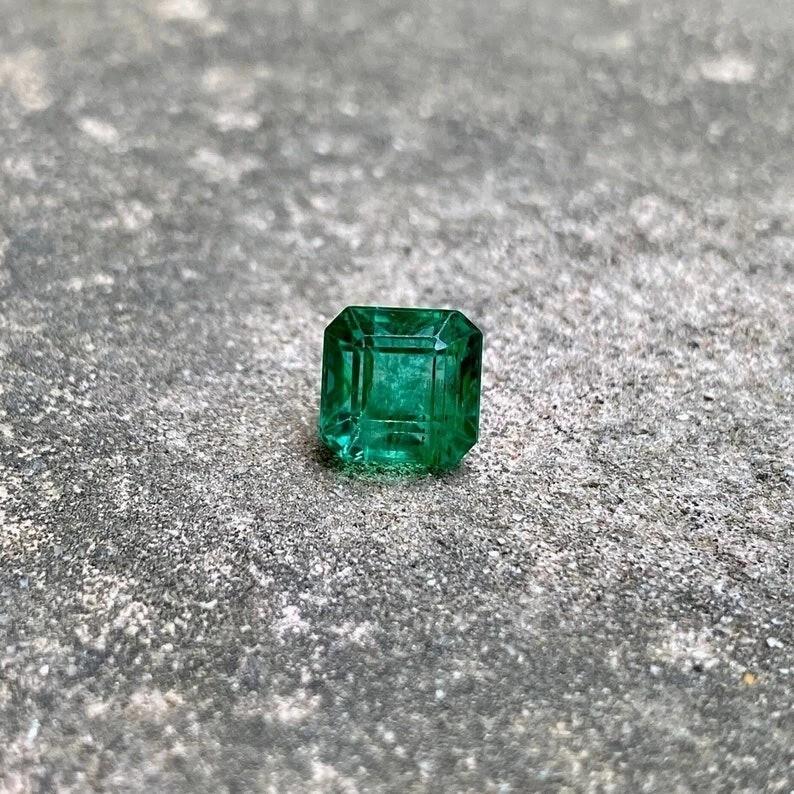 Natural Green Colombian Emerald Certified Asscher Cut 9x9 MM Loose Gemstone