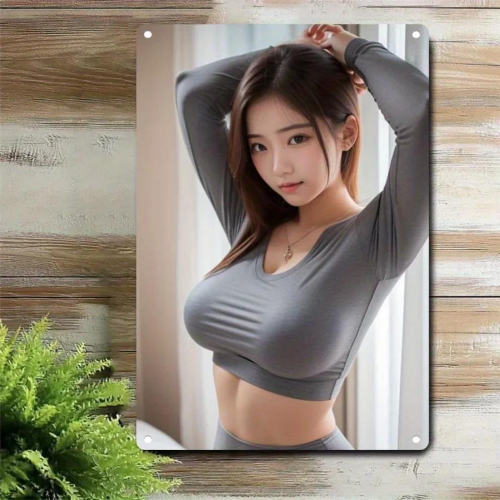 Bhome Modern Metal Wall Art, Female Face Iron Sign Minimalist Home Decor for Living Room Bedroom