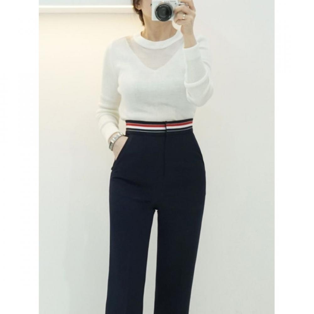 STyle LaTTe Women V Sheer Long sleeVe Round KniT T shirT