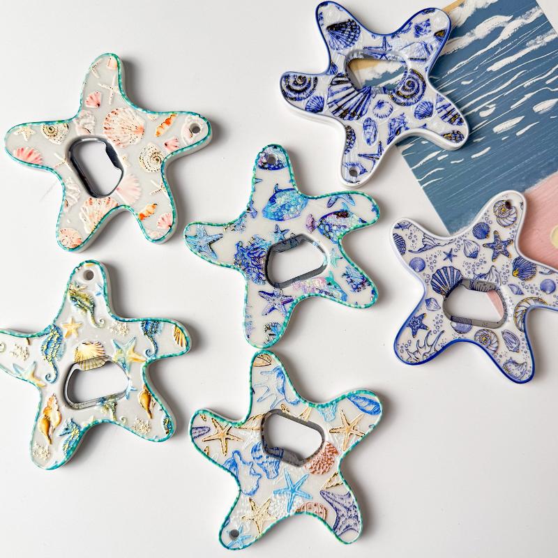 3D Beach Starfish Fridge Magnet Five Pointed Star Embossed Cute Nautical Decor for Office Kitchen