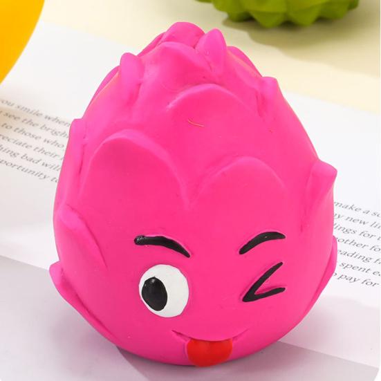Latex Fruit Dog Chew Toy Squeaky Cartoon Melon Banana Dragon Fruit Durian Interactive Toy Small Medium Large Dogs Teething Cleaning Boredom Toy