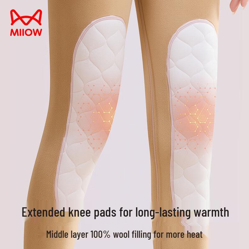 Mopair Women's 100% Wool Knee Pad Fleece-Lined Thermal Leggings