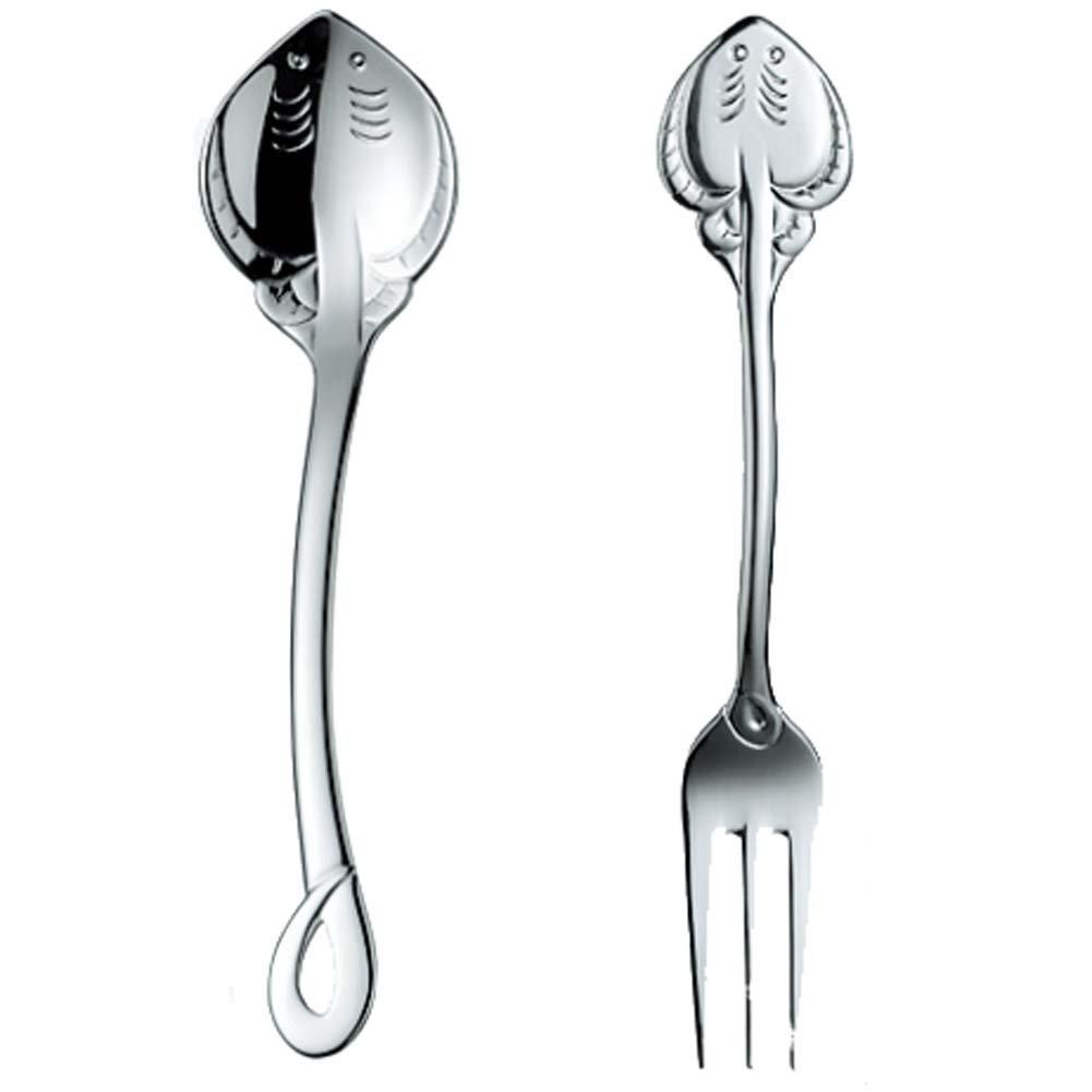 Nagao Marine Mate Spoon and Fork Set 2 Made in Japan (Stingray Design, Pieces) -