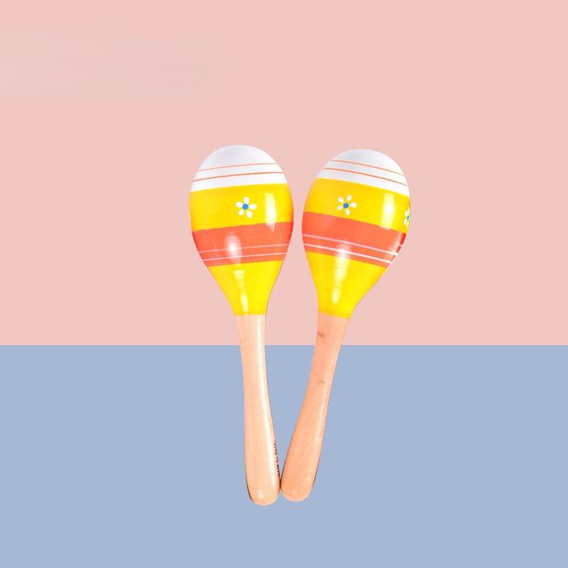 Baby Wooden Sand Hammer Bell Kindergarten Infant Early Education Music Percussion Instrument Grasping Training Sandball Toy