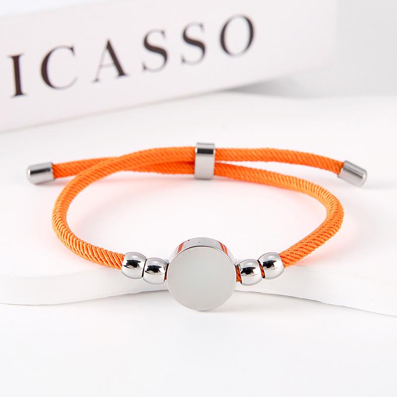 Stainless Steel Multi-Color Adjustable Bracelet with Round Tag for Laser Engraving, 15mm Hole