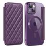 For iPhone 15 Plus Built-in Lens Film Phone Case RFID Blocking Card Slots Leather Cover Compatible with MagSafe