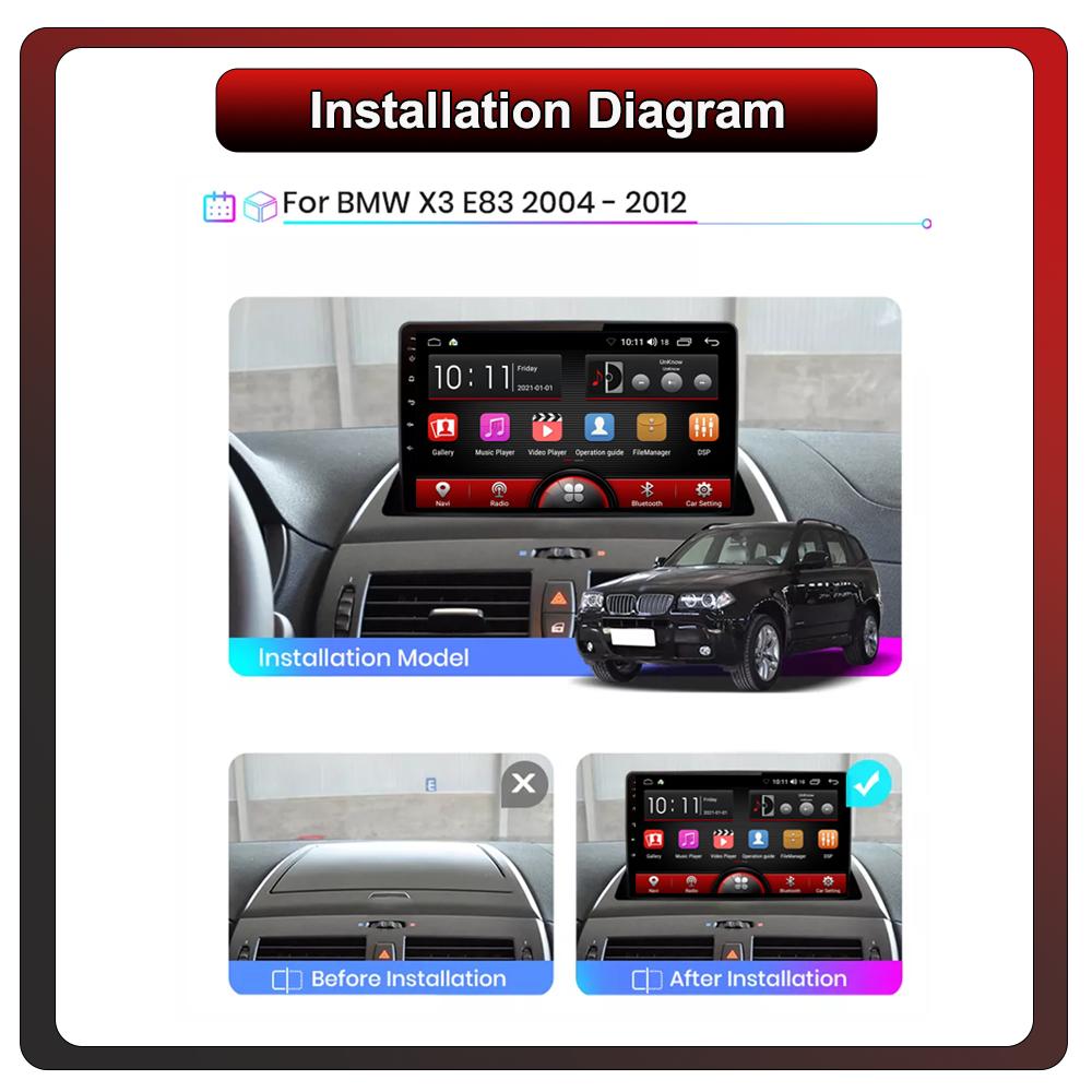 2Din Android Car-Play Car Radio,BMW X3 E83 2004-2012,Multimedia Player Head Unit Stereo GPS Navigation BT WIFI,1+16GB