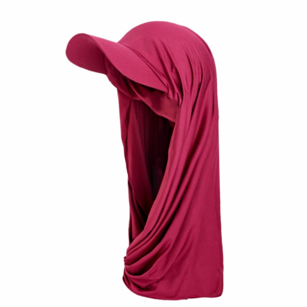Simple Sun Visor Turban Solid Color Hijab Shawl Hat Long Brim Bandana Cap  Outdoor
