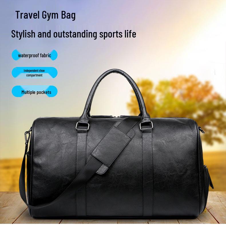 Men's Vintage Leather Travel and Gym Bag with Shoe Compartment - Crossbody Handbag & Shoulder Bag, Large Capacity.
