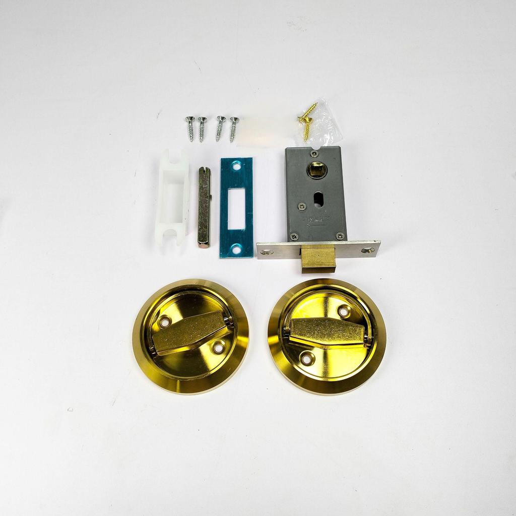 Stainless Steel Invisible Door Lock with Pull Ring, Single/Double-Sided Mounted Round Handle.
