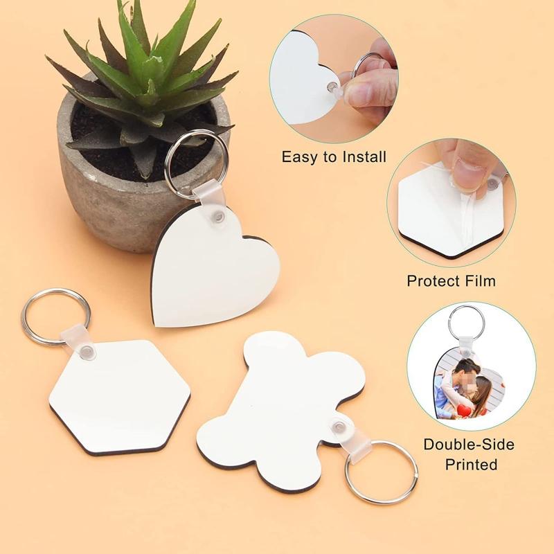 15 Pieces Sublimation Blank Keychain Kit for Key Ring Set DIY Heat Transfer Keychain Blanks with for Key Rings for Gradu
