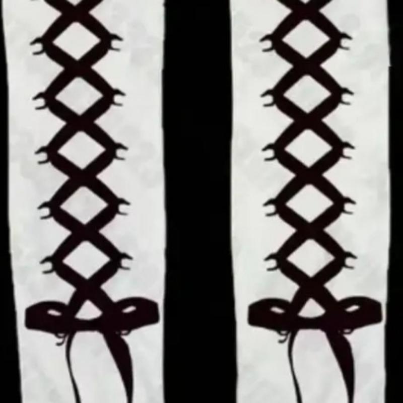 Y2k White Sexy Subculture Graffiti Punk Print Long Socks Over Knee Thigh High Stockings Y2K Cosplay Cute Socks Kawaii