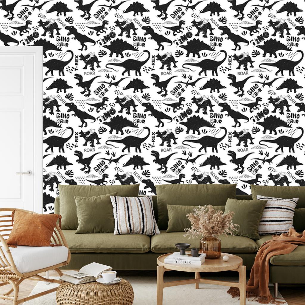 Dinosaurs Leaves Wallpaper for Living Room and Bedroom 50x1000