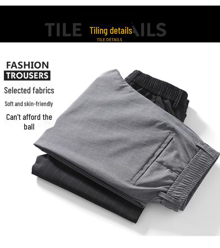 Men's Casual Plaid Elastic Trousers - Korean Style