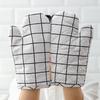 2Pcs Heat Resistant Oven Gloves Thick Cotton Mitts for Baking Grilling Microwave Non-Slip Kitchen Gloves for Hot Pots Cast Iron