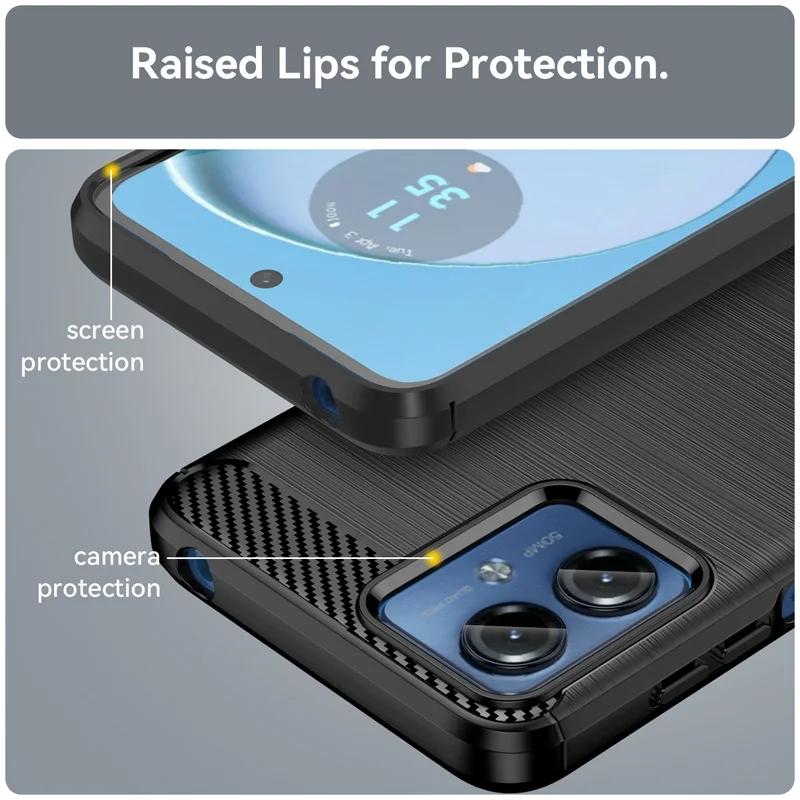Carbon Fiber Texture TPU Case for Motorola Moto G04 G24 G14 G34 G54 G84 Protective Cover Shockproof Funda Coque