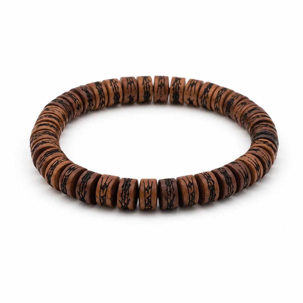 Daoist Lightning-Struck Wood Rune Bracelet: Original Pill-Shaped Design for Tranquility and Fortune.