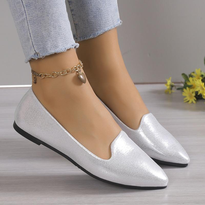 2024 Fashion Slip on Loafers Breathable Stretch Ballet Shallow Mouth Flats Women Soft Bottom Pointed Toe Boat Shoes Plus Size 43