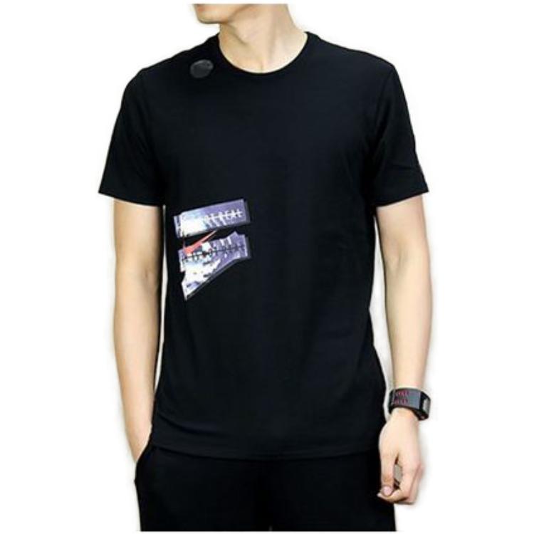 Nike T Shirts Men's Black Crew Neck Moderate Straight Fit AJ1948-010