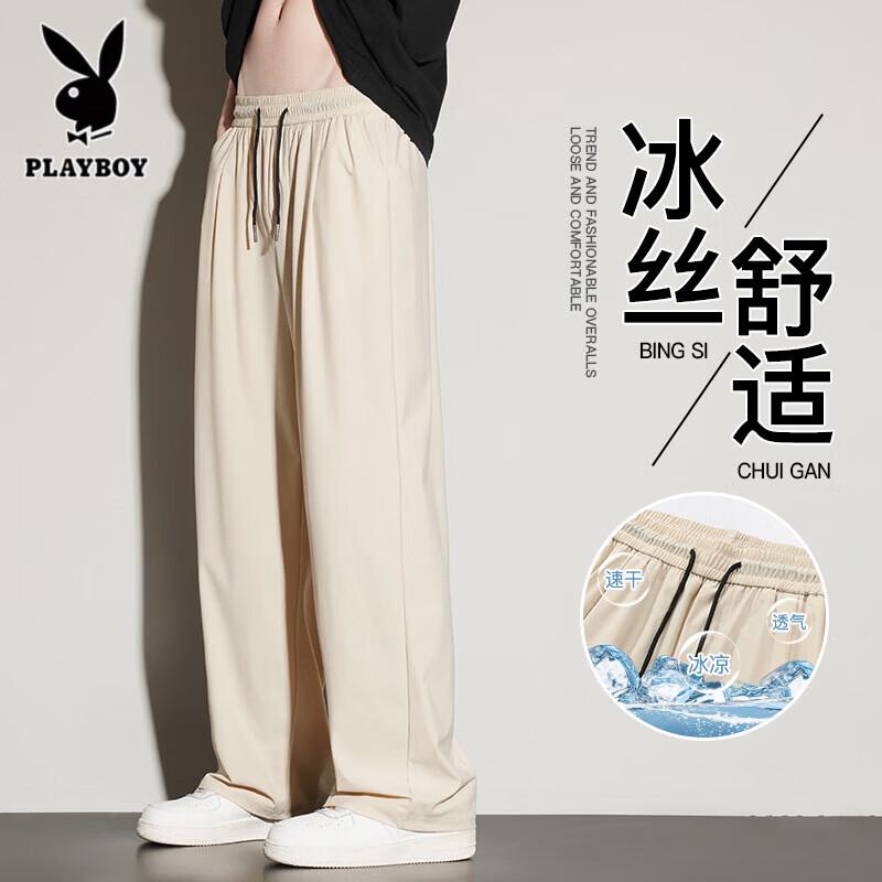 PLAYBOY Men s Ice Silk Wide-Leg Pants 2XL