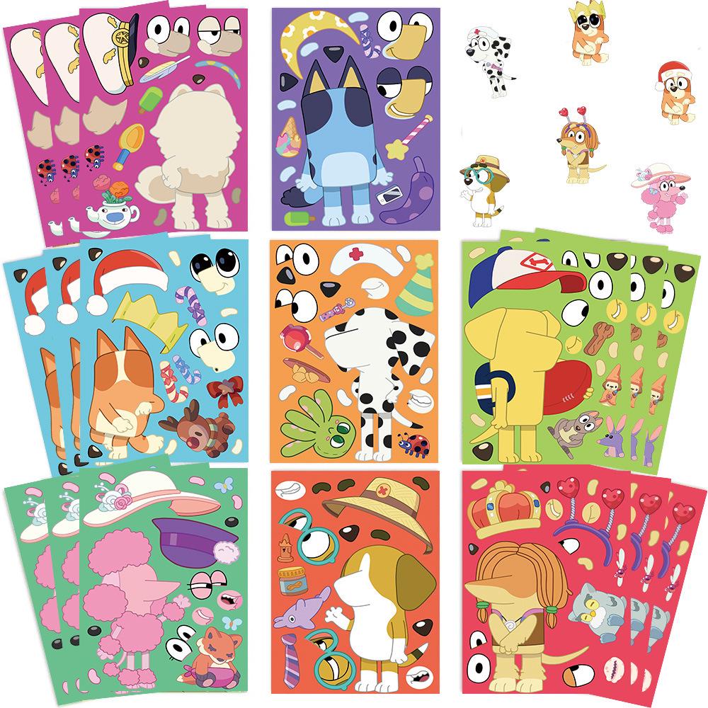 Bluey Puzzle Stickers: 8 Sheets/Pack - DIY Handmade, Phone Case Decoration, Waterproof