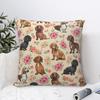 Dachshund Floral Square Pillow Covers Sofa Dogs Animal Cushion Cover Cute Decor Pillow Cover 4545