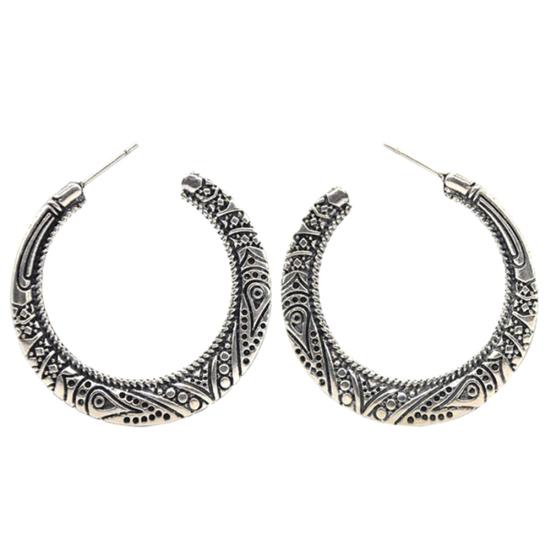 

Vintage Women Silver Plated Carved Circle Dangle Ear Stud Earrings Jewelry Gift серебряный