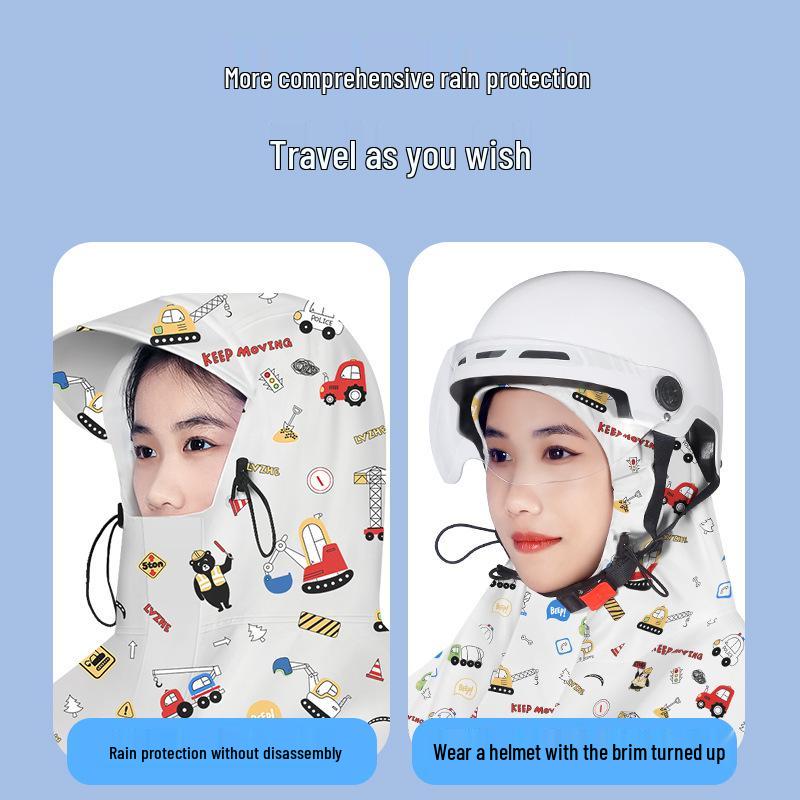 Parent-Child Raincoat for 2025: XL Front-Mounted Electric Scooter Double-Person Poncho