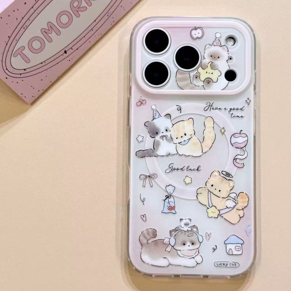 

Niche blue and white smudged English multiple dogs suitable for iPhone15 Apple 17promax mobile phone case 16pro iPhone7/8