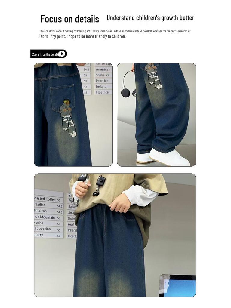 Trendige Jungen-Casual-Jeans mit geradem Bein - Weiche und lockere Passform für Frühling und Herbst