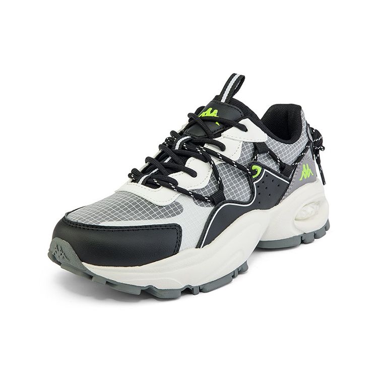 Kappa Fabric Synthetic Leather Versatile Simple Shock Absorbing Non-Slip Wear-Resistant Low-Top Dad Shoes Unisex Sneaker Black K0CX5MC33-990