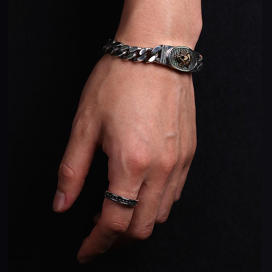 Blendoff Inlay Punk Stud Ring [Silver 925]