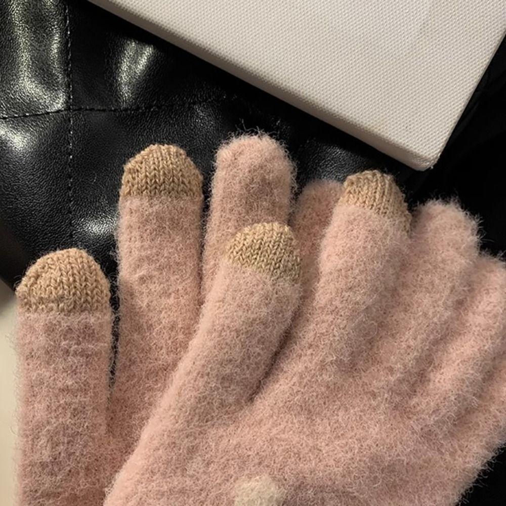 Wool Knitted Wool Mittens Touchscreen Full Finger Guantes Unisex Outdoor Cycling Gloves  Outdoors