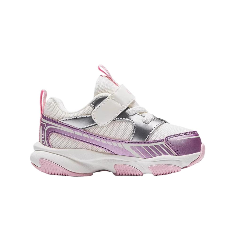 Anta Comfortable Fashionable Casual Non-Slip Shock Absorbing Low-Top Walking Shoes Baby Shoes Ivory-White Purple Silver 322510021-4