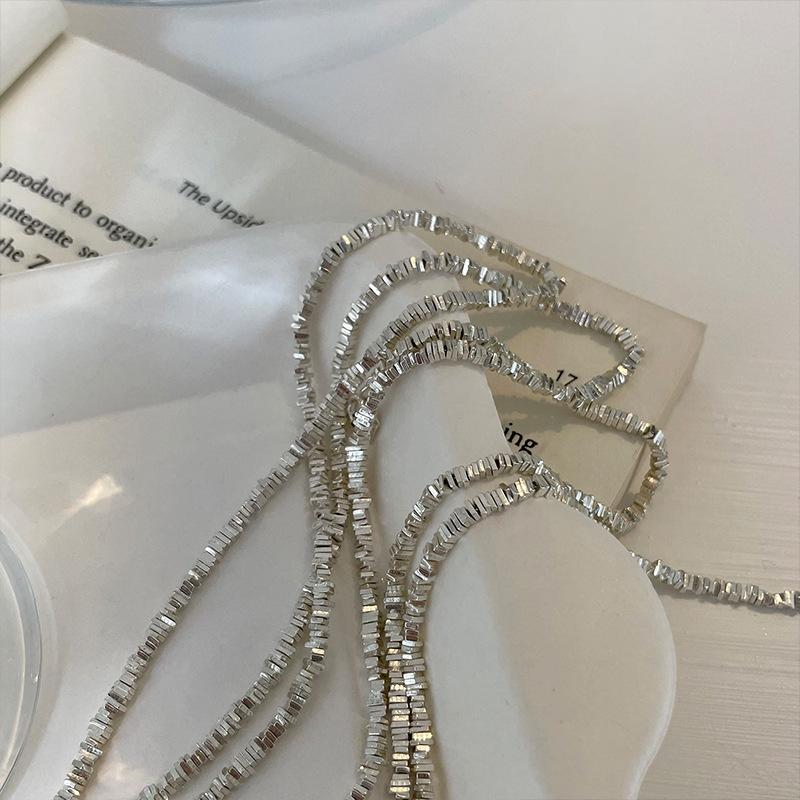 French Fragment S925 Sterling Silver Layering Chain - Versatile Fashion Ancient Style Sparkling Sweater Chain