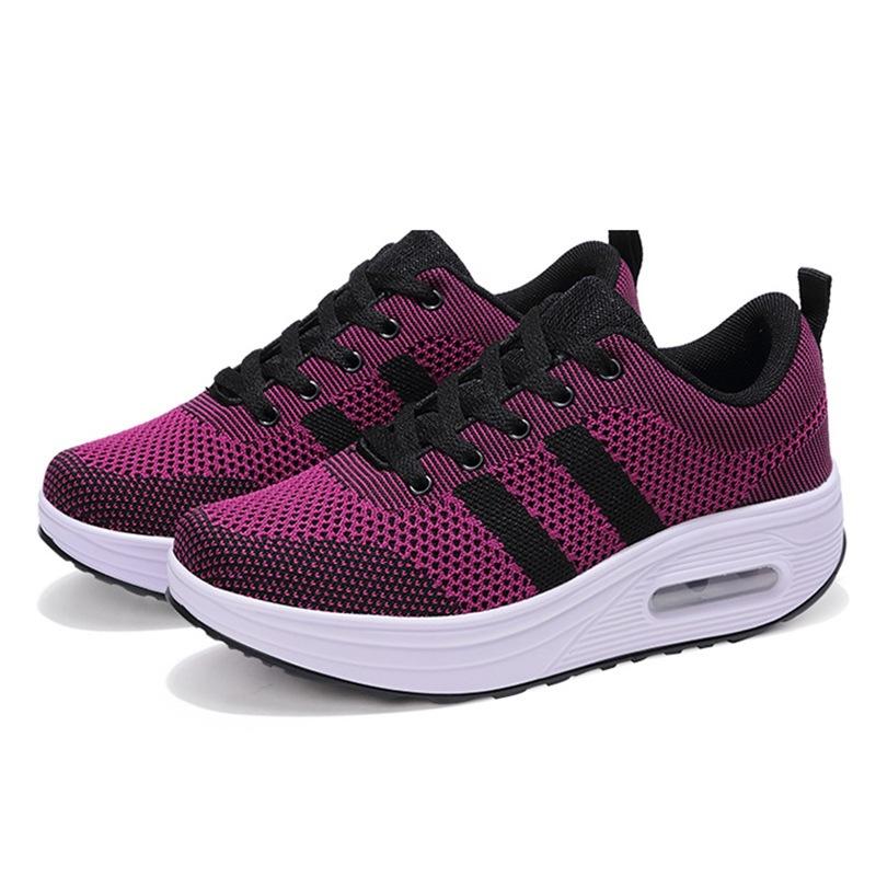 Neue Flyknit-Damenschuhe Luftpolsterschuhe 2025 Frühling Damen Freizeitschuhe Modetrend Dicksohlige Erhöhungsschuhe Rocking Shoes