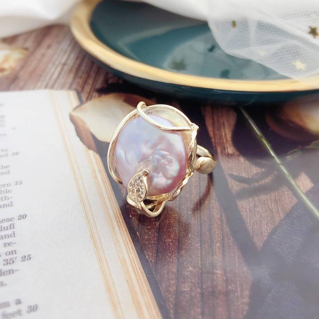 Rosa-lila Barock-Perlenblattring mit Öffnungsdesign, personalisierte und einfache Retro-Nische