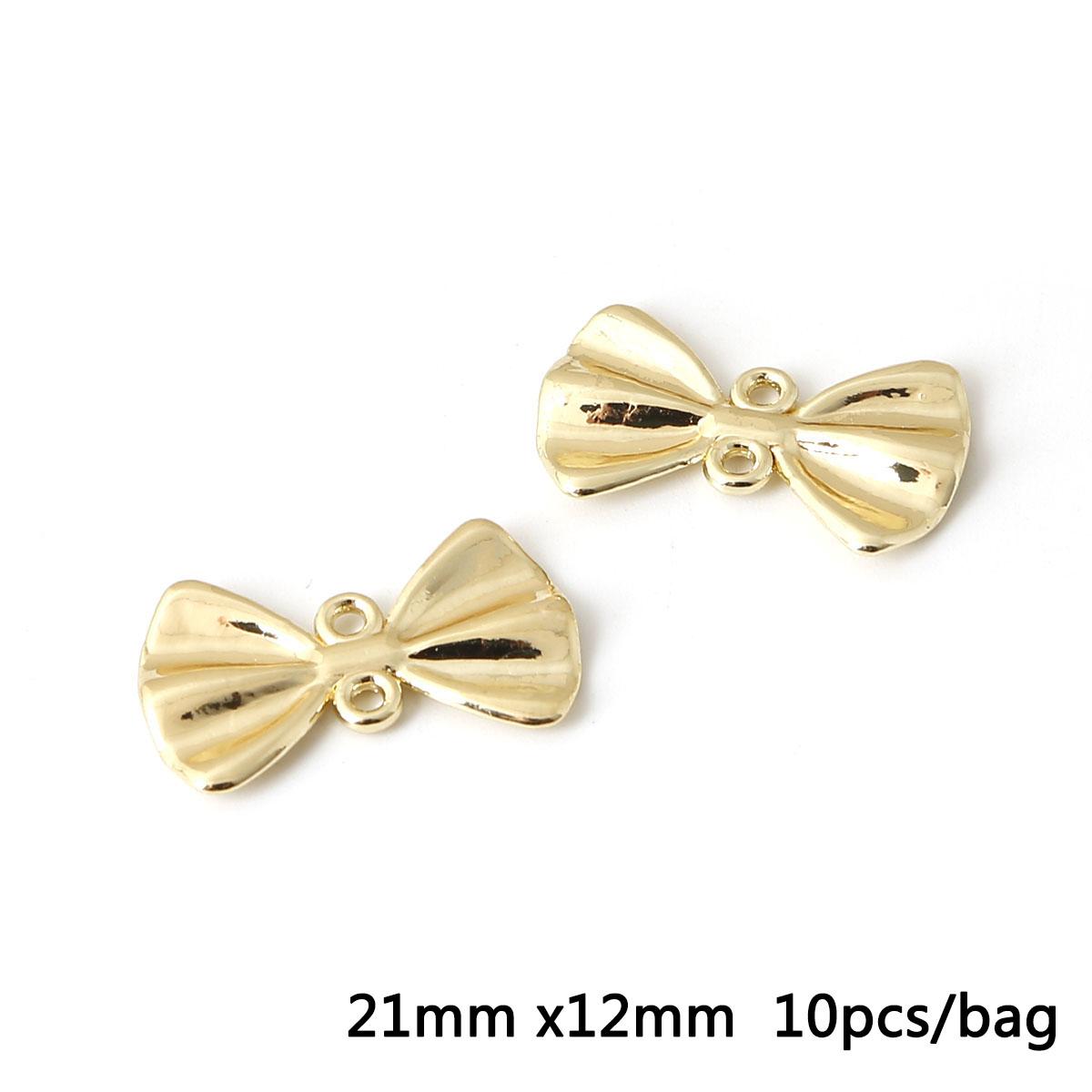 

10шт металлический бант подвеска DIY ювелирные аксессуары фурнитура поставки для изготовления ювелирных изделий 03 золотой