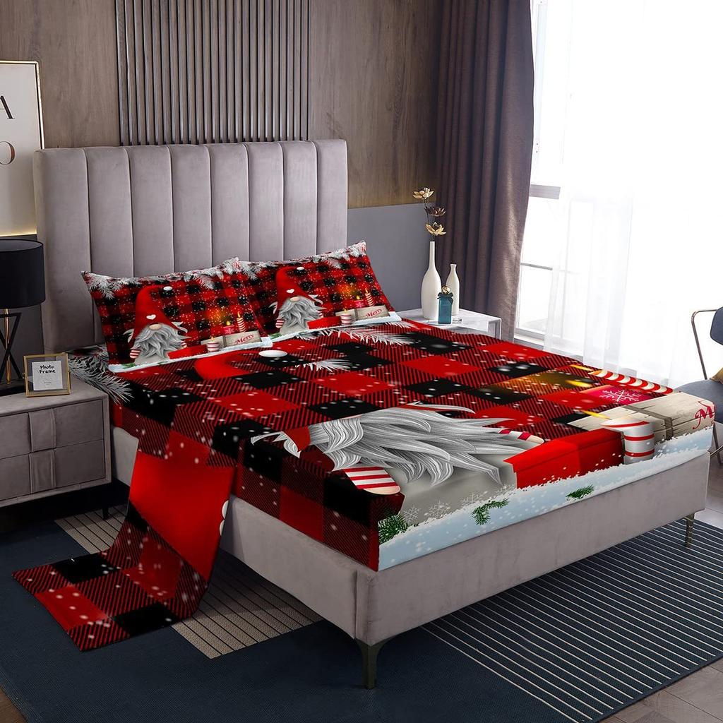 Christmas atmosphere theme pattern mattress four-piece bedding set bedroom dormitory bedding decoration