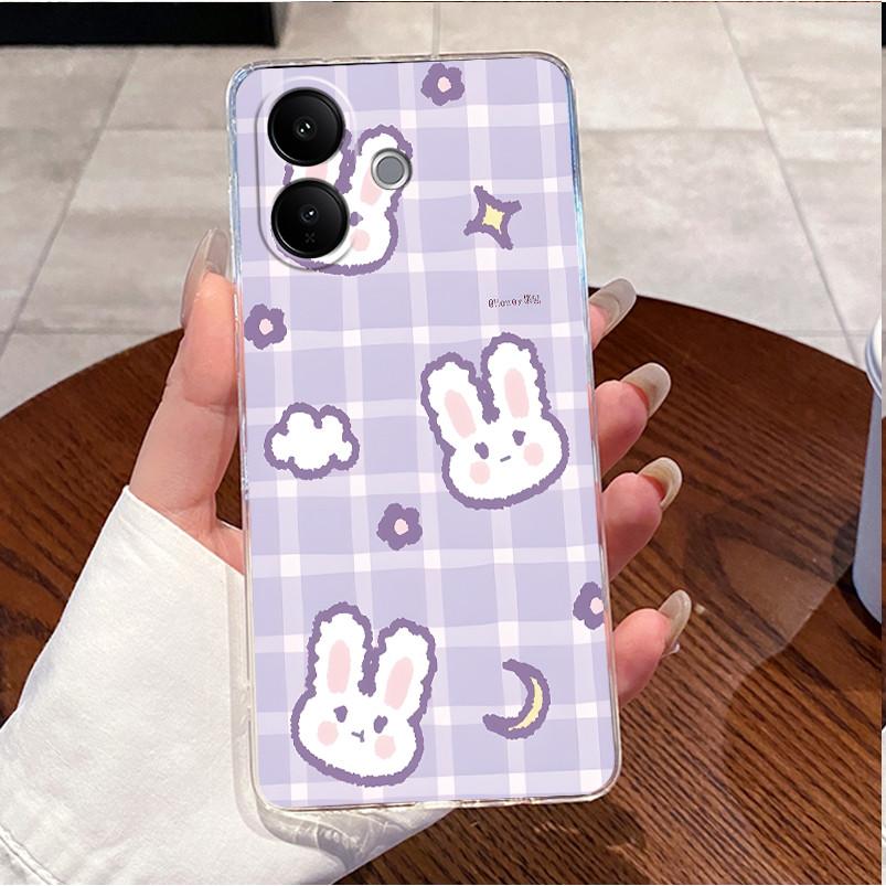 For Vivo V60 Lite Case For Vivo V60 Lite 5G 4G Cover Clear Luxury Cute Love Rabbit Funny Painted TPU Soft Silicone Phone Case