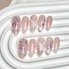 Women INS‑Style Press‑On Nails Handcrafted Finished Hand‑Painted Watercolor Floral‑Butterfly False Nail Tips