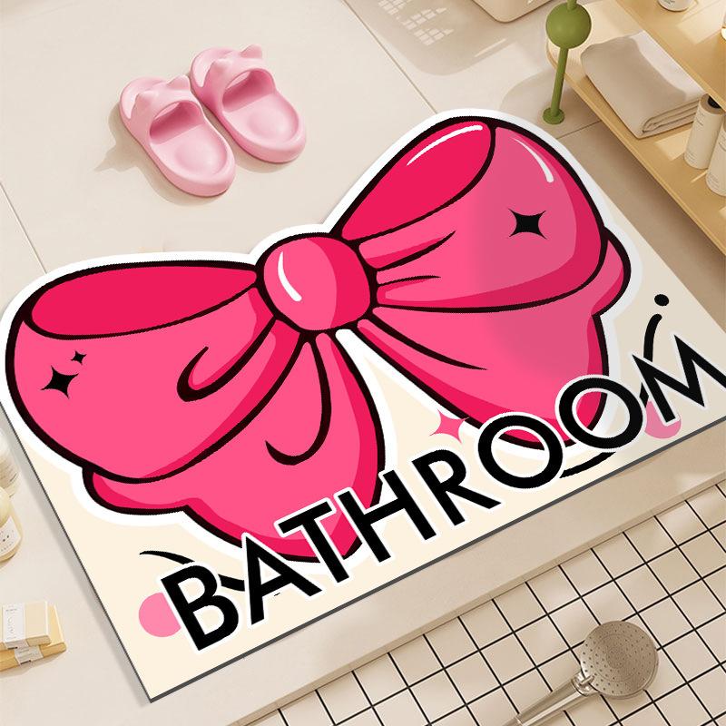 Water-absorbent Floor Mats Bathroom Quick-drying Mats Bow Shower Doorway Foot Mats Bathroom Non-slip Door Mats