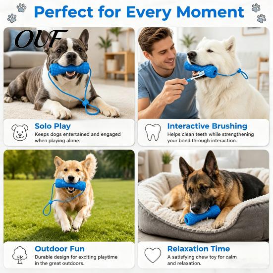 Pet Breath Freshener Toys Silicone Dog Dental Chew Toy, Easy Teeth Oral Care Brushing Aid, Rear Molar Cleaning Anti-bacterial Texture Mouth Opener for