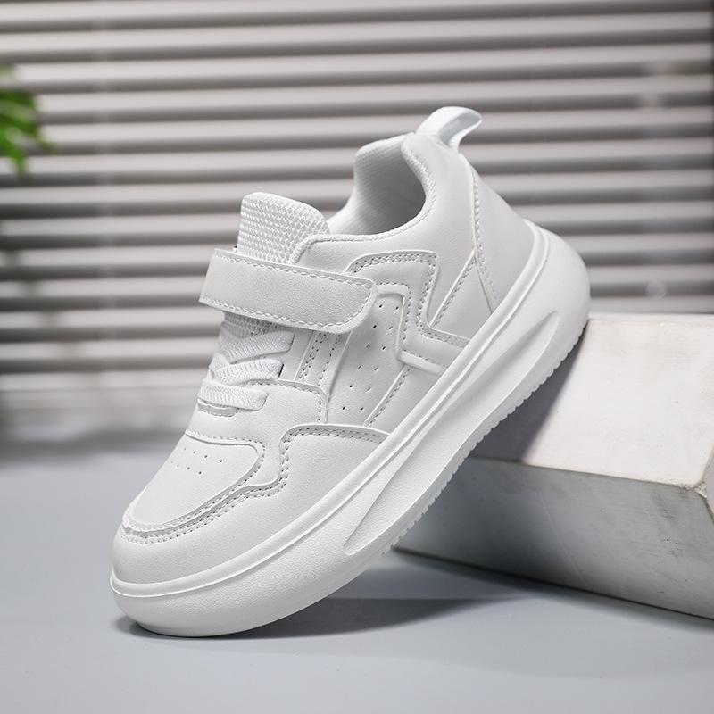 Jinjiang Children's Shoes Spring 25 Boys Thick-soled Leather Board Shoes 6-12 Years Old Middle-aged and Older Children White Casual Shoes