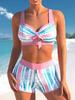 Set Bikini Estivo Sexy da Donna Costume da Bagno alla Moda per Piscina, Costume da Bagno Canottiera con Stampa Foglie Retro S-5XL