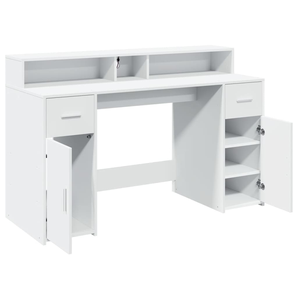 Mesa de Escritório LED Branca 140 x 55 x 91 cm Aglomerado