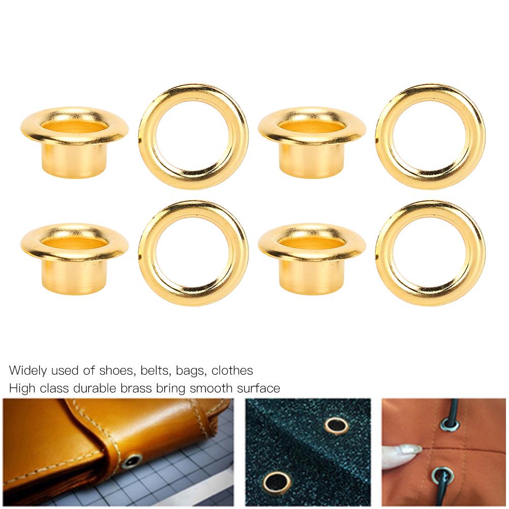 200Pcs 6mm Shoes Grommet Hollow Hole Rivet DIY Hand Made Brass Gold Leather Accessories