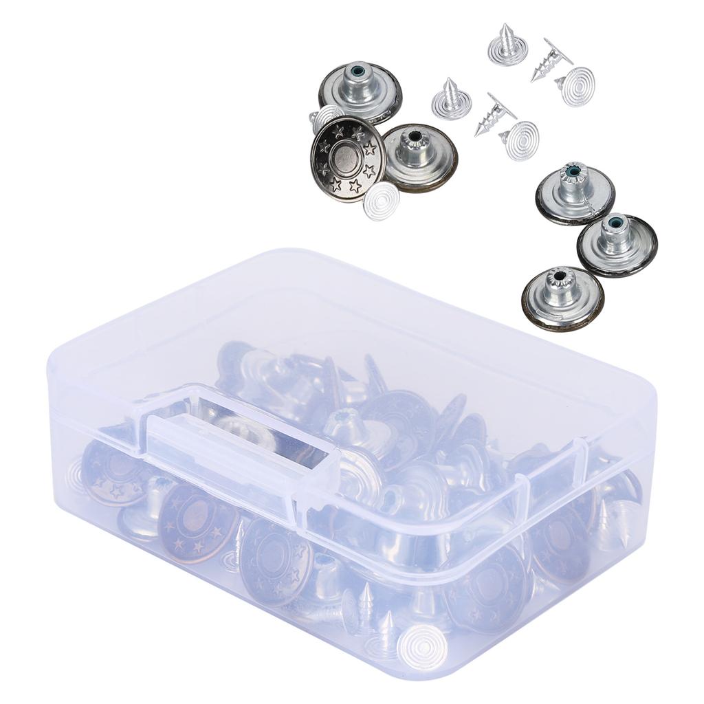 120Pcs Replacement Jeans Buttons Pants Metal Fastener Tack Kit Clothing Accessories