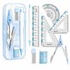 8-teiliges Winkelmesser-Dreiecklineal-Set Schülerzirkel-Set Zeichenzirkel Schulbedarf