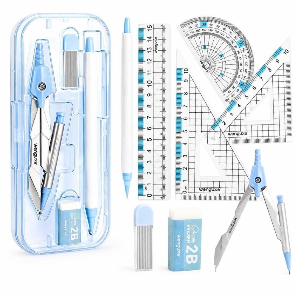 8-teiliges Winkelmesser-Dreiecklineal-Set Schülerzirkel-Set Zeichenzirkel Schulbedarf